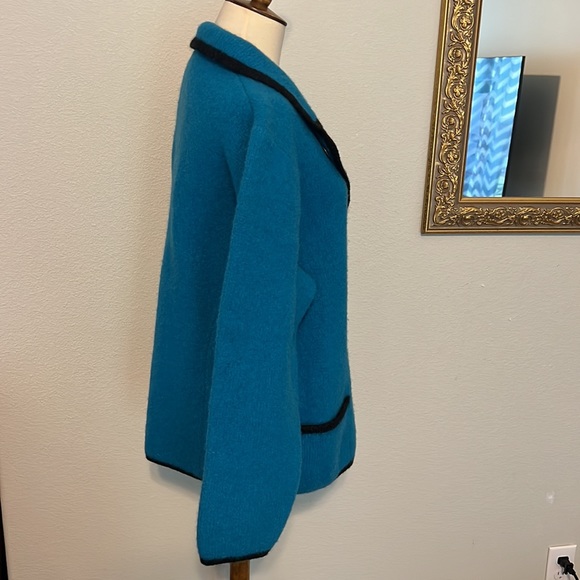 Stapf turquoise wool sweater metal buttons made in Austria, as is - Picture 13 of 16